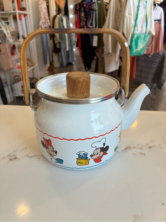 Disney Other - Disney Cartoon-Print Enamel Teapot with Wooden Handle vintage